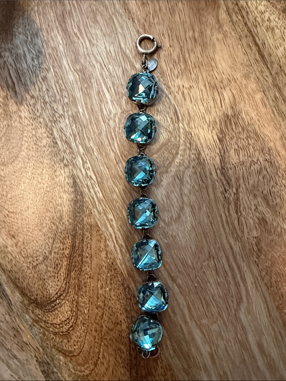 Catherine Popesco Teal Blue Faceted Crystal Link Bracelet